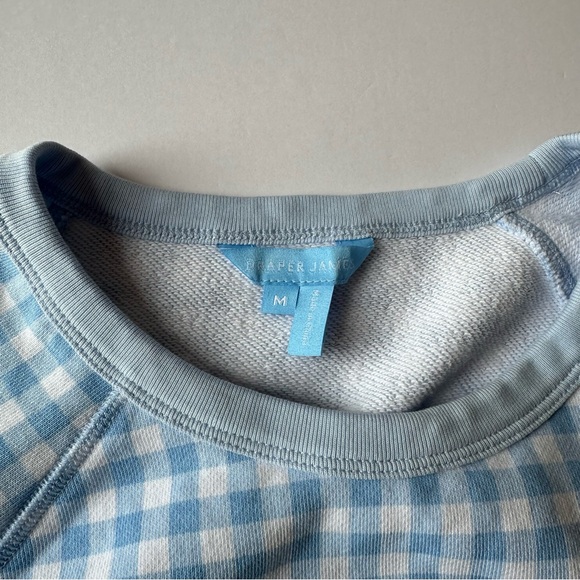 Draper James Natalie Gingham French terry sweatshirt light blue medium - Picture 2 of 6